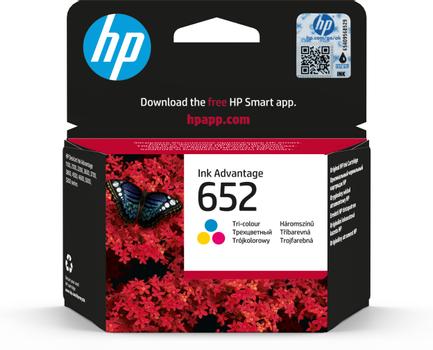 HP 652 - 5 ml - colour (cyan, magenta, yellow) - original - Ink Advantage - ink cartridge - for Deskjet 1110, 2130, 3630, ENVY 4520, Officejet 3830, 4650 (F6V24AE#BHL)