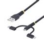 STARTECH RUGGED USB MULTI CHARGING CABLE USB TO LIGHTNING/MICRO-USB/TYPE- CABL