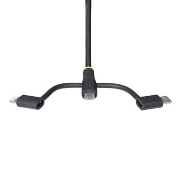 STARTECH RUGGED USB MULTI CHARGING CABLE USB TO LIGHTNING/ MICRO-USB/ TYPE- CABL (RLTCUB1MBK)