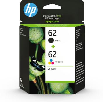 HP 62 - 2-pack - pigmented black, colour (cyan, magenta, yellow) - original - black, colour (cyan, magenta, yellow) - blister - ink cartridge - for ENVY 55XX, 56XX, 76XX, Officejet 200, 250, 57XX, 804 (N9J71AE#301)