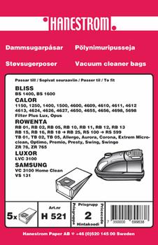 HANESTRÖM Dammsugarpåsar ROWENTA ZR 76 (H521)