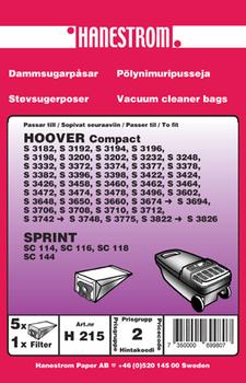 HANESTRÖM Dammsugarpåsar HOOVER COMPACT S 3182  5+1F (H215)
