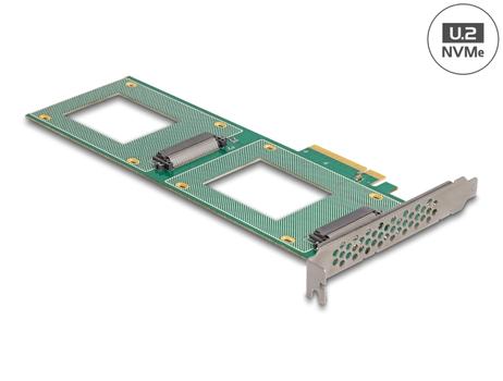 DELOCK PCI Express 4.0 x8 Karte zu 2 x intern U.2 NVMe SFF-8639 - Bifurcation (LxB: 236 x 87 mm) (90151)