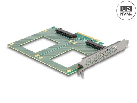 DELOCK PCI Express 4.0 x8 Karte zu 2 x intern U.2 NVMe SFF-8639 - Bifurcation (LxB: 144 x 122 mm) (90162)