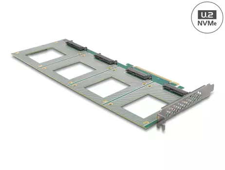 DELOCK PCI Express 4.0 x16 Karte zu 4 x intern U.2 NVMe SFF-8639 - Bifurcation (LxB: 288 x 122 mm) (90169)