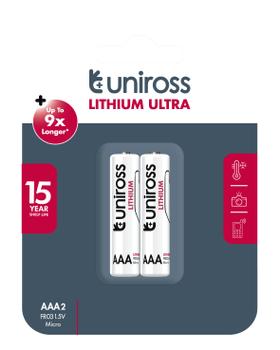 UNIROSS Lithium Ultra AAA/FR03 1.5V - BL2 (ULIAAA2)