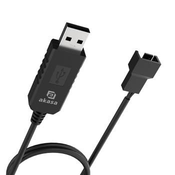 AKASA USB to 3-Pin / 4-Pin, 5V to 12V PC Fan adapter cable, 60cm (AK-CBFA10-60BK)