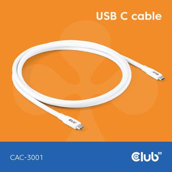 CLUB 3D Usb C Cable White (CAC-3001)