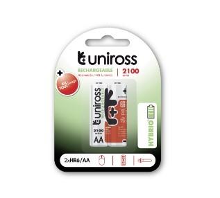 UNIROSS Batteri - BP2 AA 2100 NIMH HYBRIO - Genopl, adeliget batteri, Er opladt ved købstidspunkt - Kl, ar til brug (UH2AA2100)