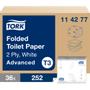 TORK Toiletpapir i ark, Tork T3 Advanced, 2-lags, 19x11cm, hvid, blandingsfibre