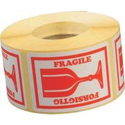 WhiteLabel Etiket 'FORSIGTIG GLAS' 46x65mm rød 1000stk