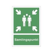 WhiteLabel Nødskilt A4 'samlingspunkt' grøn