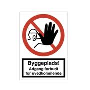 WhiteLabel Forbudsskilt A4 'Byggeplads! Adgang forbudt for uvedkommende' rød/hvid