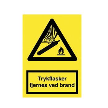 WhiteLabel Advarselsskilt A4 'trykflasker fjernes ved brand' vinyl (1105700)