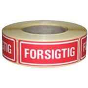 WhiteLabel Etiket 'FORSIGTIG' 24x66mm rød 500stk