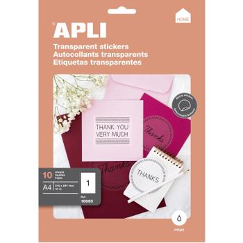 APLI etiketter 210x297mm transparent (10053)