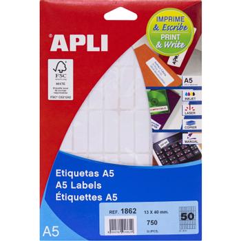 APLI 13 x 40 mm etiketter i hvid (1862)