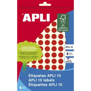 APLI farvedots Ø10mm rød 1008stk (2732)