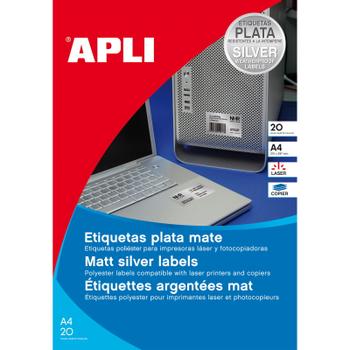 APLI polyester etiketter 210x297mm sølv (10071)