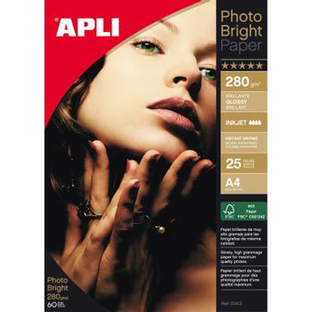 APLI Photo Bright fotopapir A4 280g 25ark (4458)
