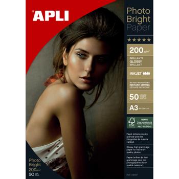 APLI Photo Bright fotopapir A3 200g 50ark (4457)