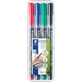 STAEDTLER Lumocolor 318F permanent overheadpenne 0,6mm 4 farver (318WP4)
