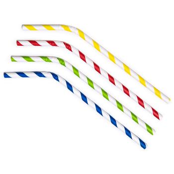 WhiteLabel Sugerør papir 245mm Ø6mm assorterede 500 stk (124590)