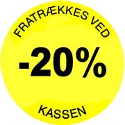 WhiteLabel Rabatetiketter -20% Ø35mm gul