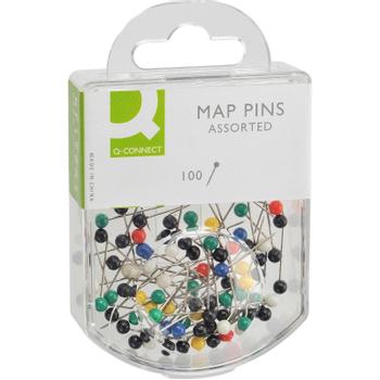 QConnect kortnåle Æsk/100 stk ass farver (KF15281)