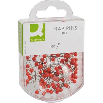 QConnect kortnåle Æsk/100 stk rød (KF15277)
