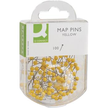 QConnect kortnåle Æsk/100 stk gul (KF15275)