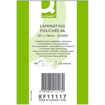 QConnect lamineringslomme A6 Pk/100 stk k/k 125 mic (KF11117)