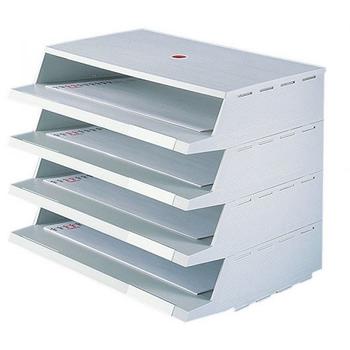 TWINCO Panorama tværvendt brevbakkesæt i C4 med 4 bakker i farven grå (2100-9)