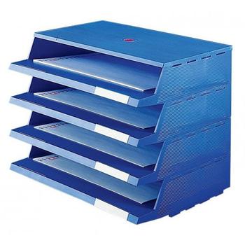 TWINCO Panorama tværvendt brevbakkesæt i C4 med 4 bakker i farven blå (2100-5)