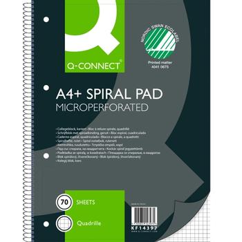 QConnect Q-connect kollegieblok 70g A4+ kvadreret 4 huller (KF14397*5)