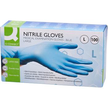 QConnect Q-connect nitrilhandsker str. L blå 100stk (KF14377)
