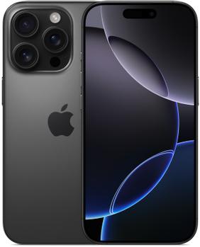 APPLE e iPhone 16 Pro - 5G smartphone - dual-SIM / Internal Memory 256 GB - OLED display - 6.3" - 2622 x 1206 pixels (120 Hz) - 3x rear cameras 48 MP, 48 MP, 12 MP - front camera 12 MP - black titanium (MYNH3QN/A)