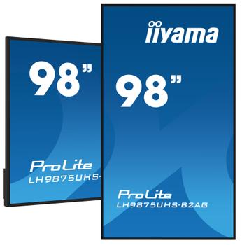 IIYAMA 98 3840x2160 UHD IPS panel  Haze 25% 500cd/m² Landscape and Portrait Signal FailOver Speakers (LH9875UHS-B2AG)
