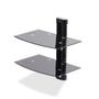 STARTECH Dual Floating Wall-Mounted AV Shelves Adjustable Height Shelf For Under TV AV Equipment Tempered Glass Shelves