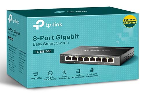 TP-LINK 8-Port Gigabit Easy Smart Switch 8 10/ 100/ 1000Mbps RJ45 ports MTU/ Port/ Tag-based VLAN QoS IGMP Snooping (TL-SG108E)