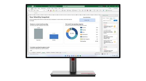 LENOVO o ThinkVision P27h-30 - LED monitor - 27" - 2560 x 1440 QHD @ 60 Hz - IPS - 350 cd/m² - 1000:1 - HDR10 - 4 ms - HDMI, DisplayPort,  USB-C - raven black (63A1GAT1UK)