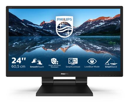 PHILIPS 23,8", Capacitive 10-point TOUCH, 1920x1080,  IPS, 5 ms GtG, HAS, DP/ HDMI/ DVI/ VGA,  USB HUB, Speakers, VESA, front surface IP54 for water and dust resistance (242B9T/00)