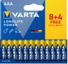 VARTA Longlife Power AAA Blister 12-pack (8+4)