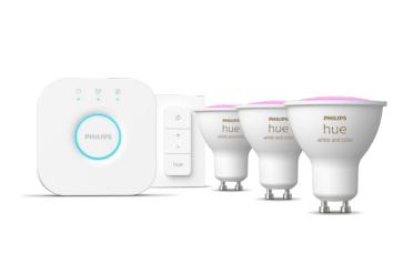PHILIPS White & Color Ambiance Startsett GU10 GU10, 3x4,2W, 1xHue Bridge, 1xDimmer, styres via bluetooth/ Bridge,  smartbelysning (929003666510)
