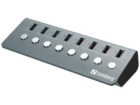 SANDBERG USB 3.0 Hub 4xData + 4xCharge (133-94)