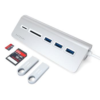 SATECHI USB-C Aluminum USB Hub & Card Reader - Silver (ST-TCHCRS)