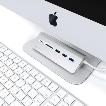 SATECHI USB-C Aluminum USB Hub & Card Reader - Silver (ST-TCHCRS)