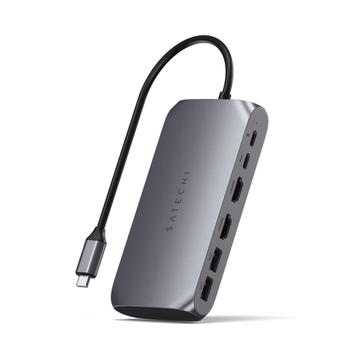 SATECHI USB-C M1 Multimedia Adapter (grå) 1xUSB-C PD85W, 2xUSB-A, 1xUSB-C, 2xHDMI (ST-UCM1HM)
