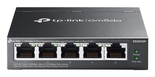 TP-LINK ES205GP New Omada 5-Port Gigabit Easy Managed Switch with 4-Port PoE+ 5x 10/ 100/ 1000Mbps RJ45 ports (4x 802.3at/ af-compliant PoE+) 65W Power Budget,  with up to 30W for each PoE port* Easy to Use: Sup (ES205GP)