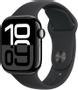 Apple Watch Series 10 GPS + Cellular 42mm Jet Black Aluminium Case with Black Sport Band - S/M